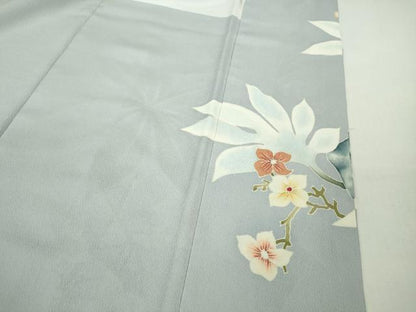 平和屋本店●極上　染刺工芸　大羊居　東京友禅　訪問着　刺繍　草花文　淡藤色地　金糸　逸品　DZAB4040kh6
