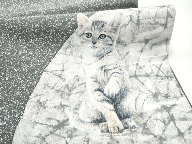 平和屋着物●太鼓柄袋帯　猫　正絹　逸品　CABL9884hy