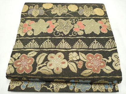 平和屋着物●六通柄袋帯　作家物　辻が花　金糸　正絹　逸品　CABL9923hy