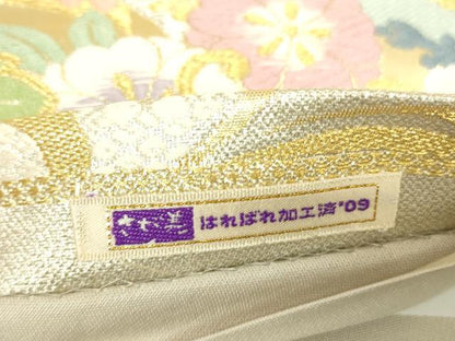 平和屋着物▼六通柄袋帯　宝尽くし吉祥花文　金銀糸　さが美扱い　正絹　逸品　DABJ1637az