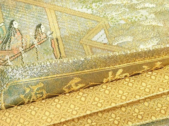 平和屋着物▼六通柄袋帯　源氏物語　金糸　正絹　逸品　DABJ1696az