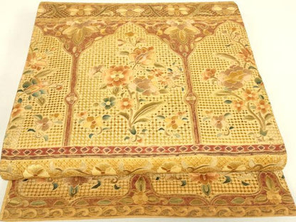 平和屋着物●中国三大刺繍　スワトウ刺繍　汕頭刺繍　総刺繍　太鼓柄袋帯　紬地　草花文　正絹　逸品　DABJ1700az