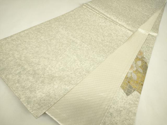 平和屋着物▼佐賀錦　総刺繍　太鼓柄袋帯　駒刺繍　草花文　金銀彩　正絹　逸品　DABJ1694az