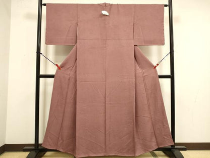 平和屋着物●上質な色無地　風景地紋　鴇浅葱色　正絹　逸品　DABK2083op