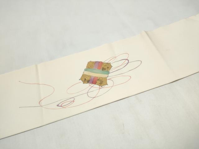 平和屋着物●塩瀬　九寸名古屋帯　作家物　手描き　犬　正絹　逸品　CABL9999hy