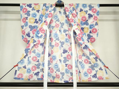 平和屋着物＊夏物　浴衣　女の子　子供　朝顔　アサガオ　綿　DABJ3158ea