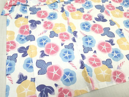平和屋着物＊夏物　浴衣　女の子　子供　朝顔　アサガオ　綿　DABJ3158ea