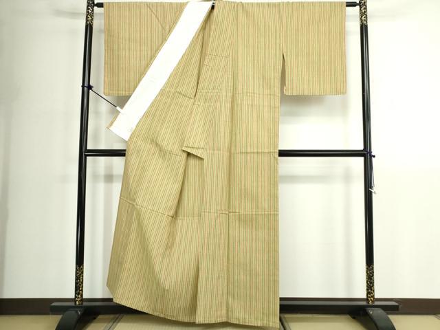 平和屋着物∴夏物　阿波しじら織　浴衣　間道　綿　逸品　未使用　DABK1095cd