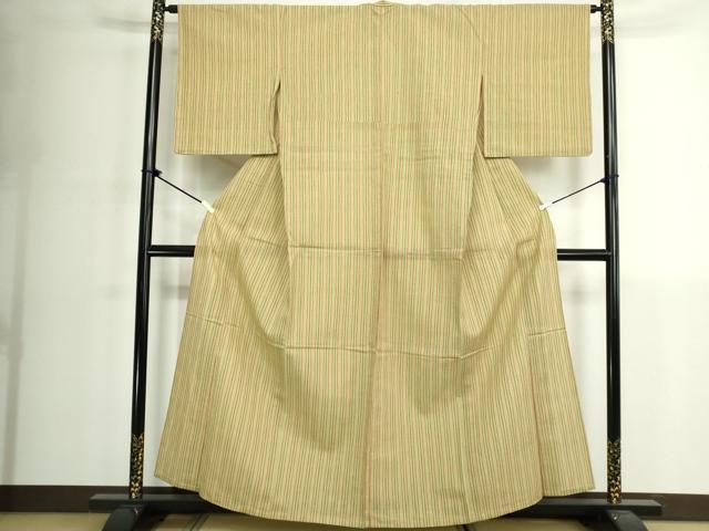 平和屋着物∴夏物　阿波しじら織　浴衣　間道　綿　逸品　未使用　DABK1095cd