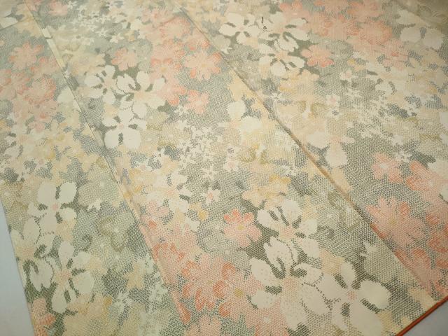 平和屋着物■上質な紬　草花文　正絹　逸品　DABK3069qa