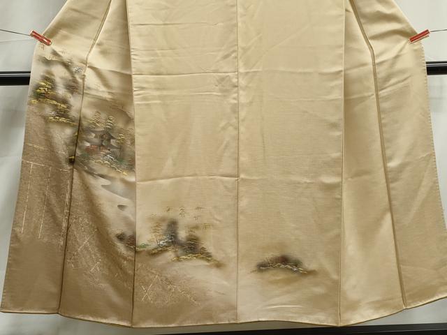 平和屋着物■訪問着　風景花文　暈し染め　金銀彩　正絹　逸品　DABK3081qa