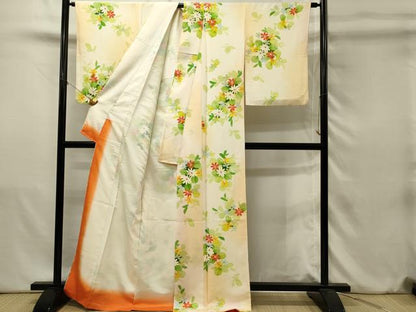 平和屋着物■上質な小紋　草花文　暈し染め　正絹　逸品　DABJ5649qp
