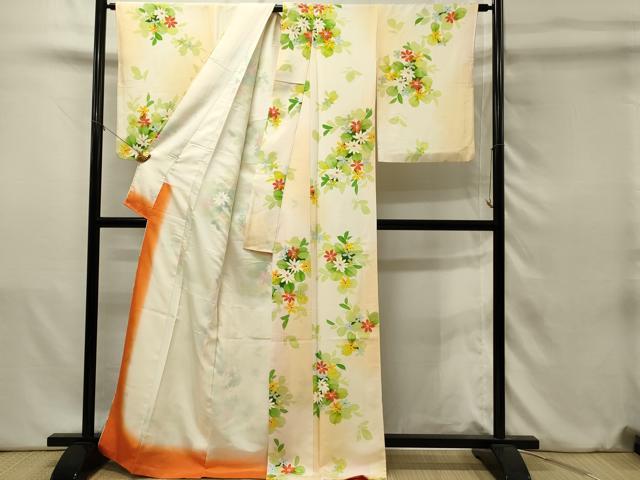 平和屋着物■上質な小紋　草花文　暈し染め　正絹　逸品　DABJ5649qp