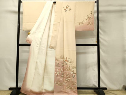 平和屋着物■訪問着　作家物　駒刺繍　草花文　暈し染め　金彩　正絹　逸品　DABJ5629qp