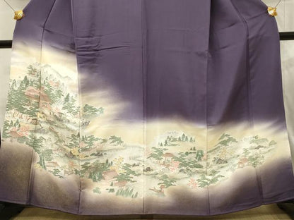 平和屋着物■豪華色留袖　寿光織　伊勢物語　暈し染め　金糸　正絹　逸品　DABJ5636qp