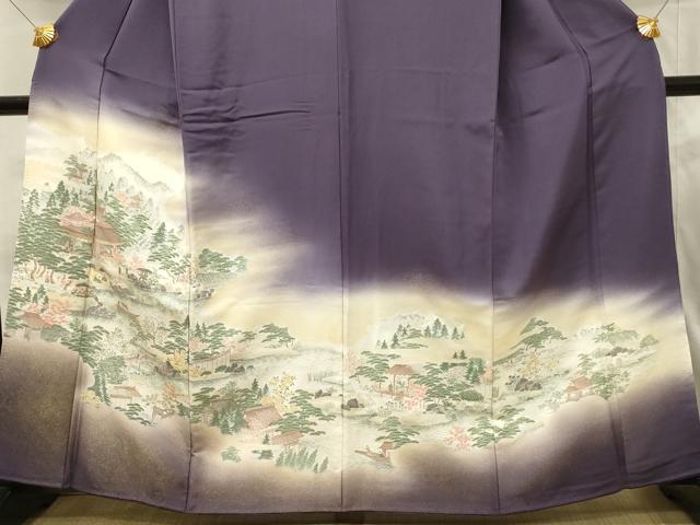 平和屋着物■豪華色留袖　寿光織　伊勢物語　暈し染め　金糸　正絹　逸品　DABJ5636qp