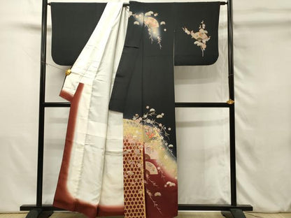 平和屋着物■訪問着　扇面御所車花文　枝垂桜　暈し染め　金彩　正絹　逸品　DABJ5635qp