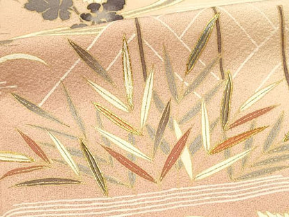 平和屋着物■訪問着　作家物　駒刺繍　草花文　暈し染め　金彩　正絹　逸品　DABJ5629qp