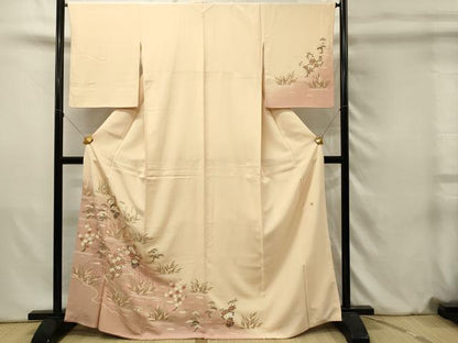 平和屋着物■訪問着　作家物　駒刺繍　草花文　暈し染め　金彩　正絹　逸品　DABJ5629qp