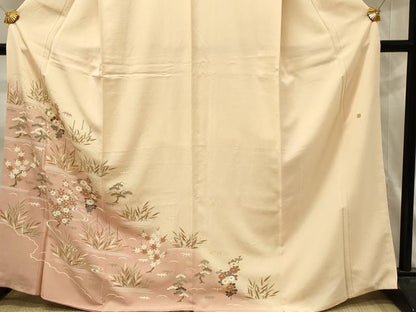 平和屋着物■訪問着　作家物　駒刺繍　草花文　暈し染め　金彩　正絹　逸品　DABJ5629qp