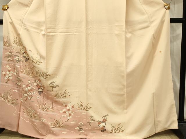 平和屋着物■訪問着　作家物　駒刺繍　草花文　暈し染め　金彩　正絹　逸品　DABJ5629qp