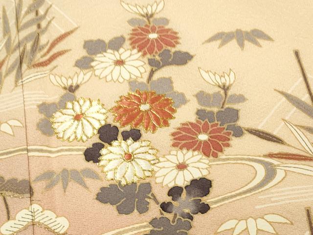 平和屋着物■訪問着　作家物　駒刺繍　草花文　暈し染め　金彩　正絹　逸品　DABJ5629qp