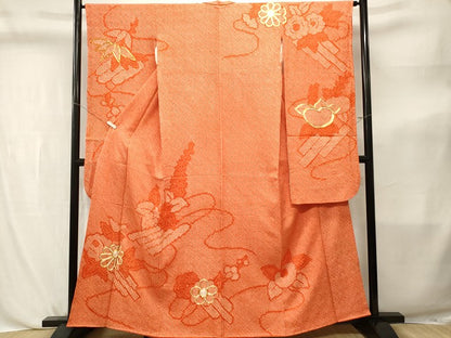 平和屋着物■豪華振袖　総絞り　駒刺繍　花筏文　正絹　逸品　CABL3810ev