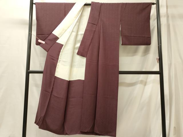 平和屋着物■上質な色無地　立涌花地紋　蒲葡色　正絹　逸品　CABM0845oy