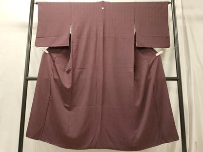 平和屋着物■上質な色無地　立涌花地紋　蒲葡色　正絹　逸品　CABM0845oy