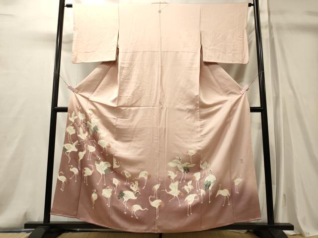 平和屋着物■豪華色留袖　作家物　駒刺繍　群鶴　暈し染め　金彩　正絹　逸品　CABM0842oy