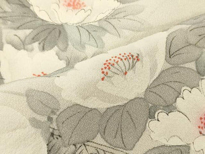 平和屋着物■訪問着　手描き　流水草花文　正絹　逸品　CABM0847oy