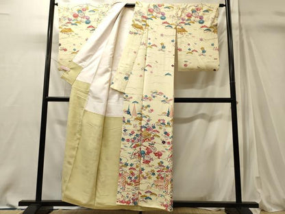 平和屋着物■訪問着　御所車花松文　金彩　正絹　逸品　CABM0884oy