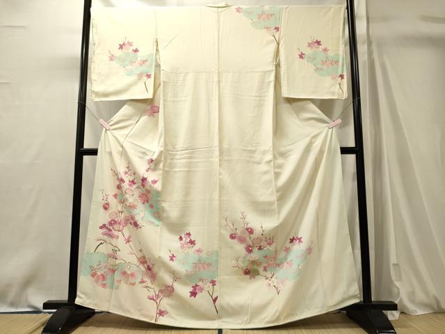平和屋着物■訪問着　駒刺繍　雲取り草花文　金彩　正絹　逸品　未使用　CABM0888oy