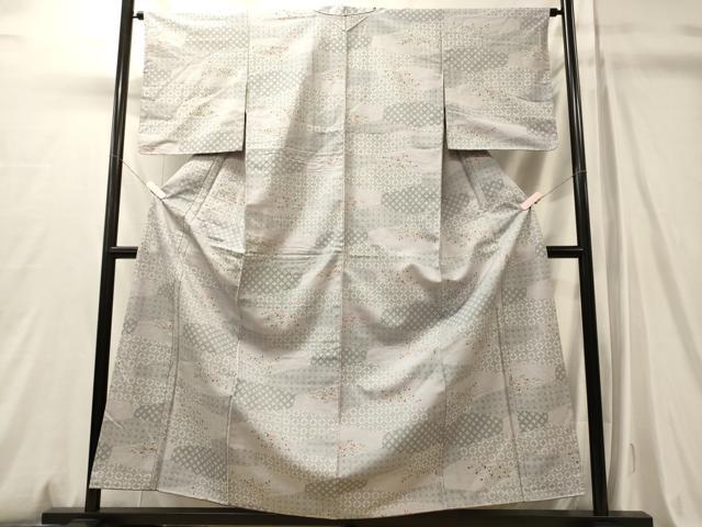 平和屋着物■上質な紬　幾何学草花文　正絹　逸品　未使用　CABM0853oy