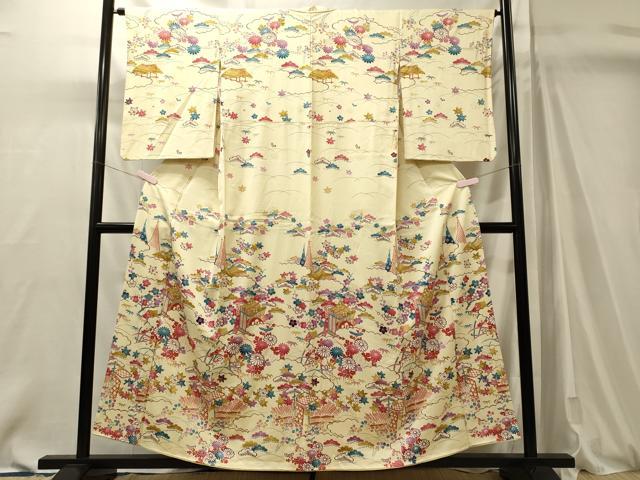 平和屋着物■訪問着　御所車花松文　金彩　正絹　逸品　CABM0884oy