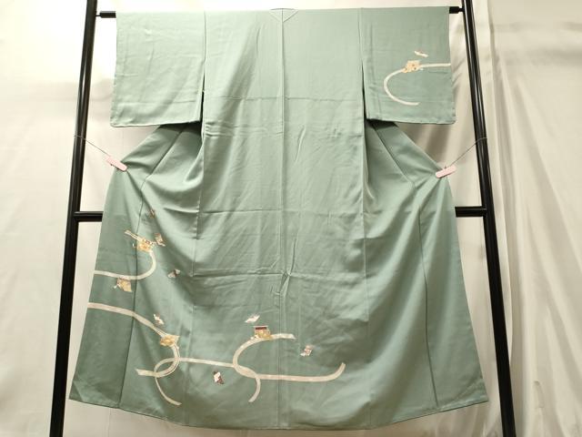 平和屋着物■訪問着　几帳花松文　金彩　正絹　逸品　CABM0863oy