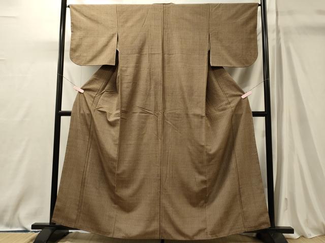 平和屋着物■上質な紬　縞　正絹　逸品　CABM0857oy
