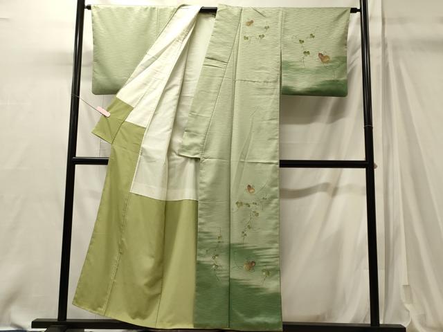 平和屋着物■訪問着　手描き　蔦の葉文　瓢箪　暈し染め　金彩　正絹　逸品　CABM0893oy