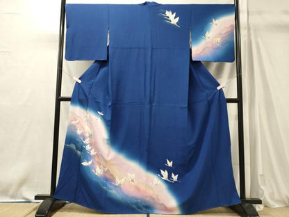 平和屋着物■訪問着　飛鶴文　暈し染め　金銀彩　正絹　逸品　CABM0894oy
