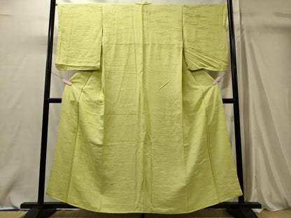 平和屋着物■上質な色無地　吉祥地紋　若苗色　正絹　逸品　CABM0870oy
