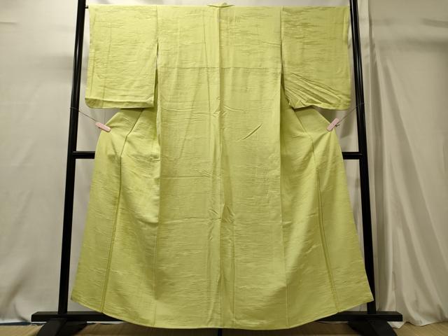 平和屋着物■上質な色無地　吉祥地紋　若苗色　正絹　逸品　CABM0870oy