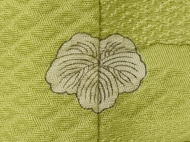 平和屋着物■上質な色無地　吉祥地紋　若苗色　正絹　逸品　CABM0870oy