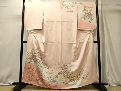 平和屋着物■訪問着　鳳凰籬草花文　暈し染め　金彩　正絹　逸品　CABM0891oy