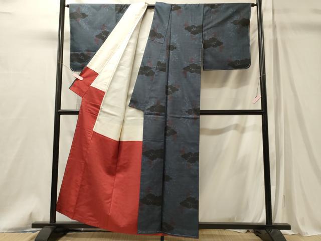 平和屋着物■本場大島紬　雲取り草花文　正絹　逸品　未使用　CABM0855oy