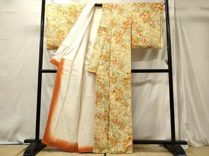 平和屋着物■上質な小紋　枝葉文　正絹　逸品　CABM0895oy