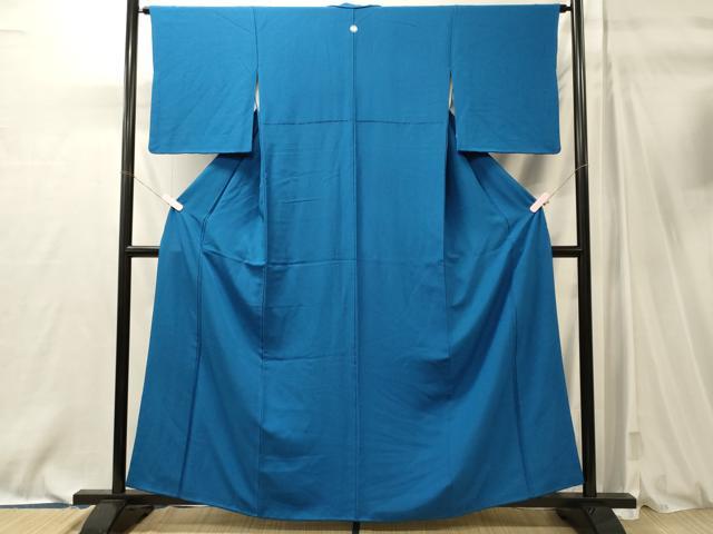 平和屋着物■上質な色無地　紺碧色　正絹　逸品　CABM0876oy
