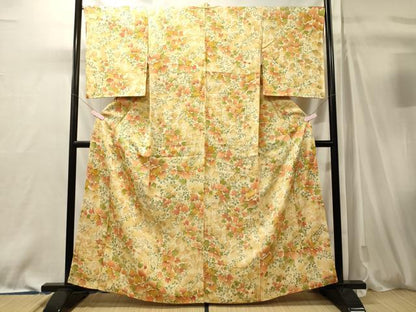 平和屋着物■上質な小紋　枝葉文　正絹　逸品　CABM0895oy