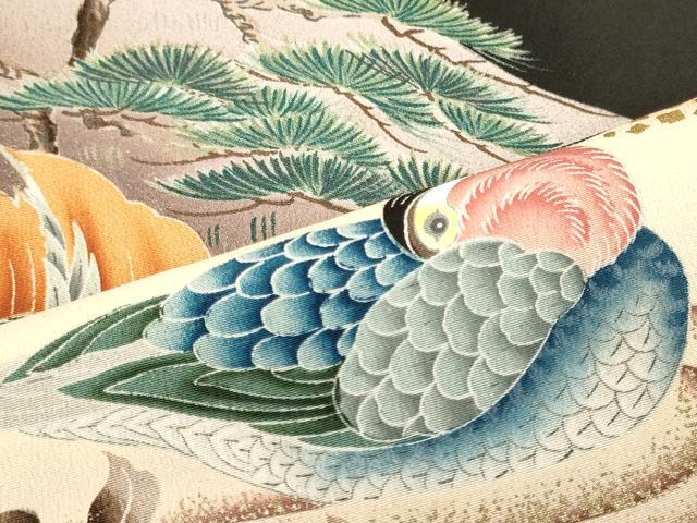 平和屋着物■豪華黒留袖　鴛鴦花枝松文　暈し染め　金彩　正絹　逸品　CABM0879oy