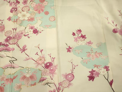 平和屋着物■訪問着　駒刺繍　雲取り草花文　金彩　正絹　逸品　未使用　CABM0888oy