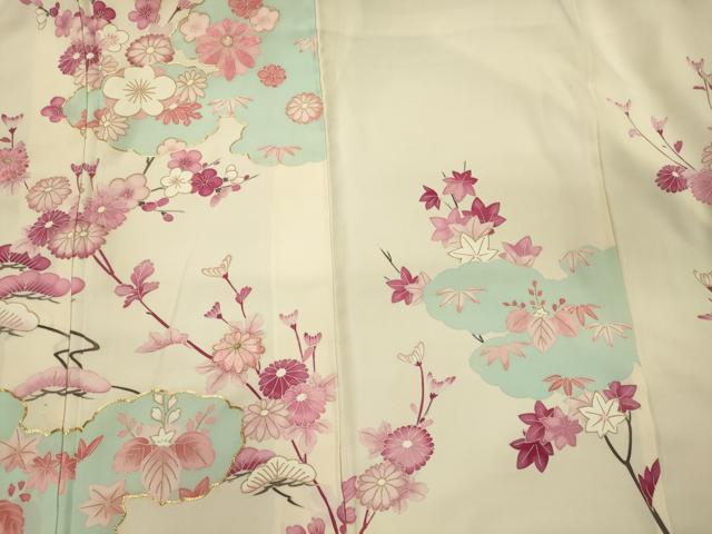 平和屋着物■訪問着　駒刺繍　雲取り草花文　金彩　正絹　逸品　未使用　CABM0888oy